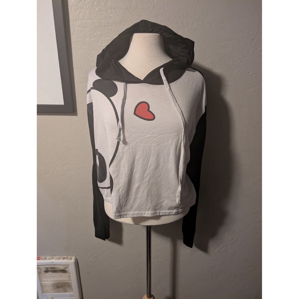 Lightweight Panda hooded cropped pullover size M